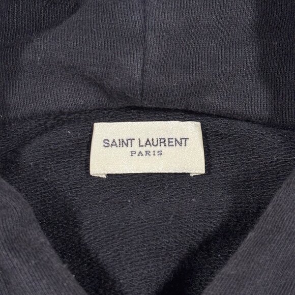 Saint Laurent Rive Gauche Logo Hoodie Black Size M - Picture 3 of 9